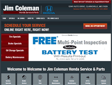 Tablet Screenshot of jimcolemanhondaservice.com